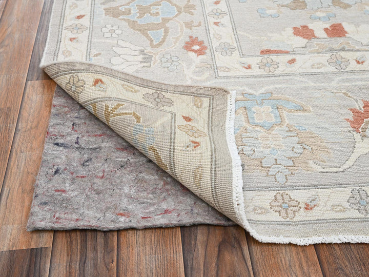 9'3" x 11'10" New Hand Knotted Grey Wool Rectangle Oriental Rug - MOA1022088