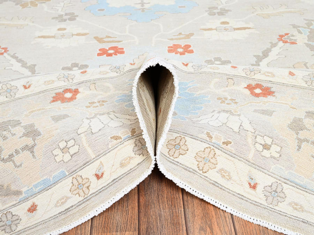 9'3" x 11'10" New Hand Knotted Grey Wool Rectangle Oriental Rug - MOA1022088