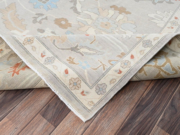 9'3" x 11'10" New Hand Knotted Grey Wool Rectangle Oriental Rug - MOA1022088