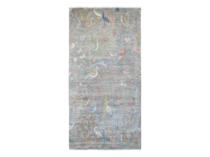 6'0" x 11'11" New Hand Knotted Grey Wool Runner Oriental Rug - MOA10220890