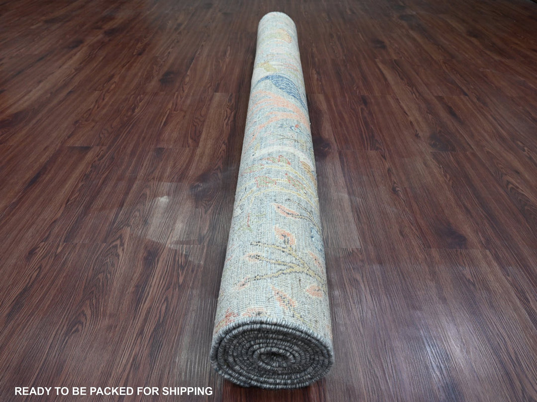 6'0" x 11'11" New Hand Knotted Grey Wool Runner Oriental Rug - MOA10220890