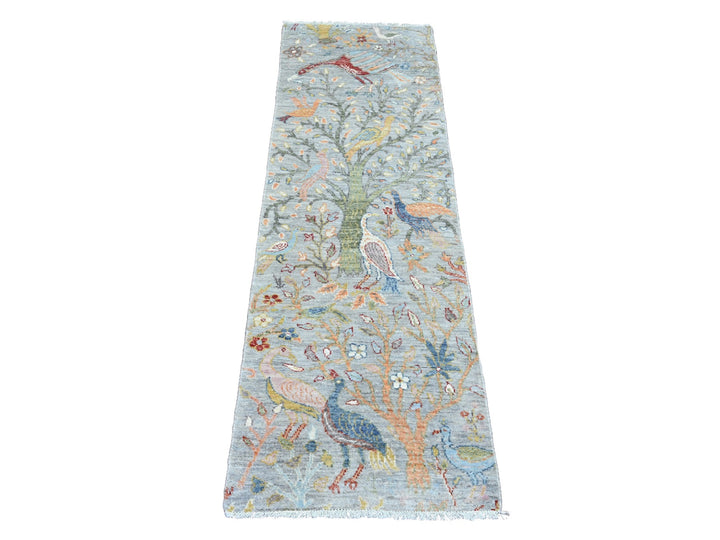 2'0" x 6'2" New Hand Knotted Grey Wool Runner Oriental Rug - MOA10220893