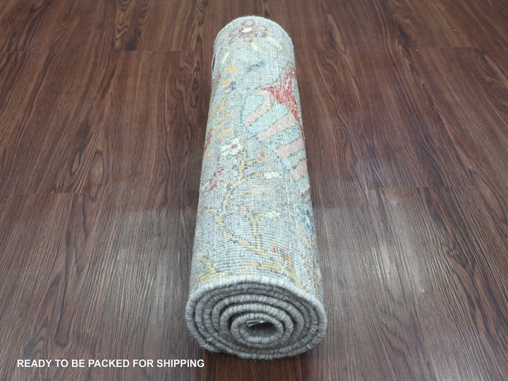 2'0" x 6'2" New Hand Knotted Grey Wool Runner Oriental Rug - MOA10220893