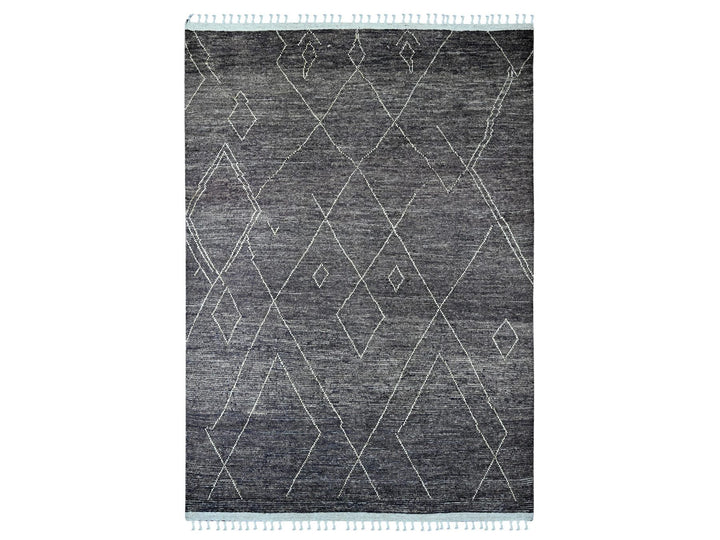 8'11" x 12'8" New Hand Knotted Black Wool Rectangle Oriental Rug - MOA10220895