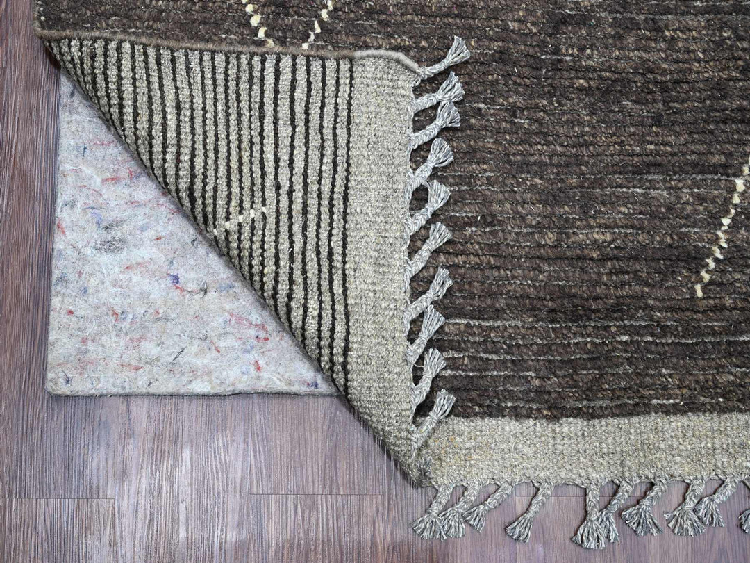 8'11" x 12'8" New Hand Knotted Black Wool Rectangle Oriental Rug - MOA10220895