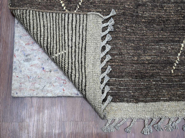 8'11" x 12'8" New Hand Knotted Black Wool Rectangle Oriental Rug - MOA10220895