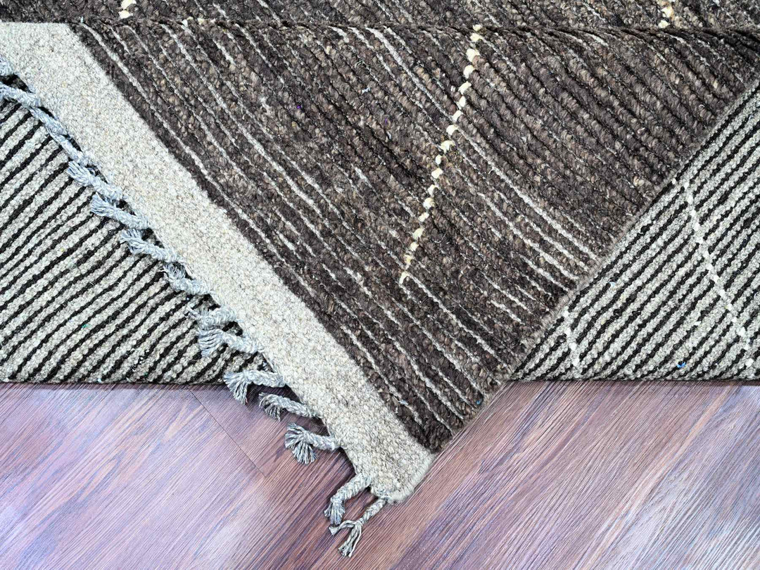 8'11" x 12'8" New Hand Knotted Black Wool Rectangle Oriental Rug - MOA10220895