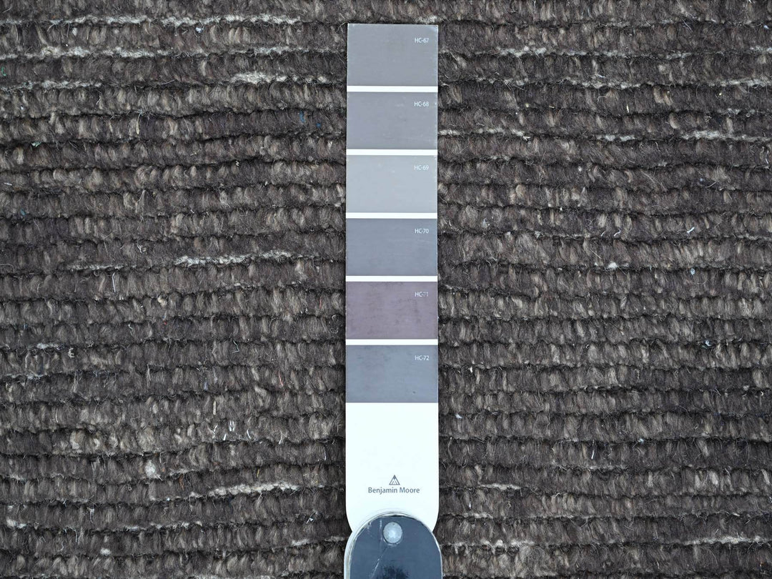 8'11" x 12'8" New Hand Knotted Black Wool Rectangle Oriental Rug - MOA10220895