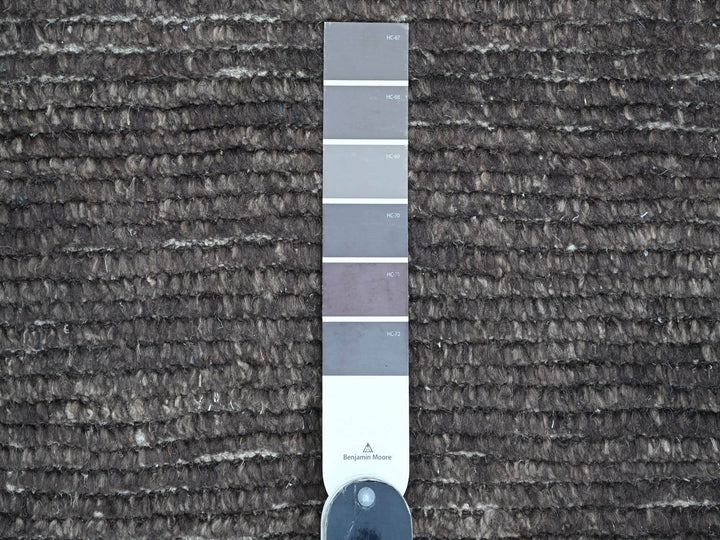 8'11" x 12'8" New Hand Knotted Black Wool Rectangle Oriental Rug - MOA10220895