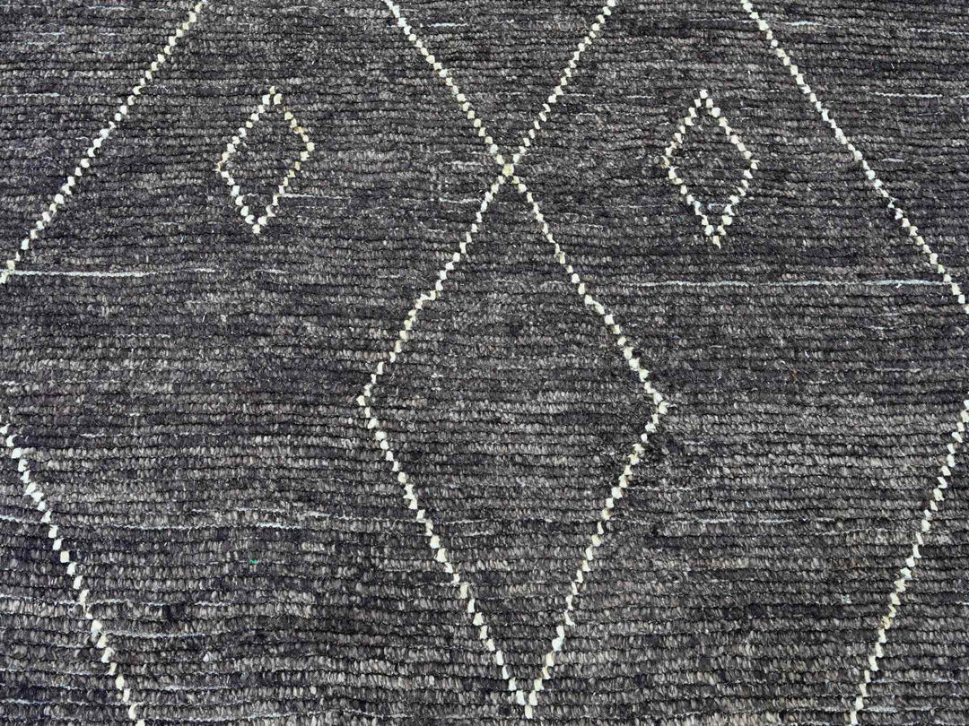 8'11" x 12'8" New Hand Knotted Black Wool Rectangle Oriental Rug - MOA10220895