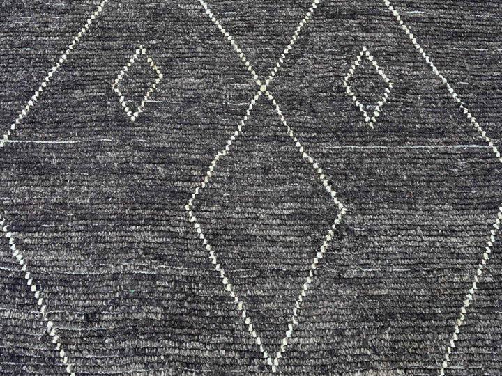 8'11" x 12'8" New Hand Knotted Black Wool Rectangle Oriental Rug - MOA10220895