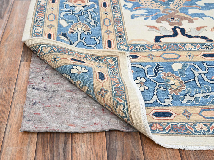 9'1" x 12'0" New Hand Knotted Ivory Wool Rectangle Oriental Rug - MOA1022089