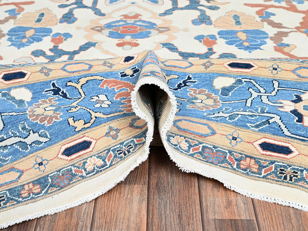 9'1" x 12'0" New Hand Knotted Ivory Wool Rectangle Oriental Rug - MOA1022089