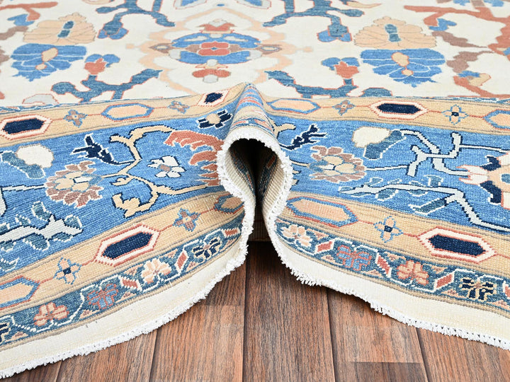 9'1" x 12'0" New Hand Knotted Ivory Wool Rectangle Oriental Rug - MOA1022089