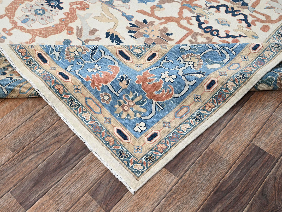 9'1" x 12'0" New Hand Knotted Ivory Wool Rectangle Oriental Rug - MOA1022089