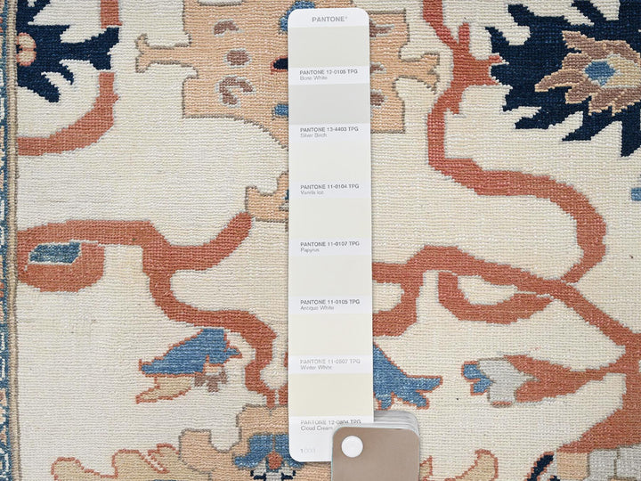 9'1" x 12'0" New Hand Knotted Ivory Wool Rectangle Oriental Rug - MOA1022089