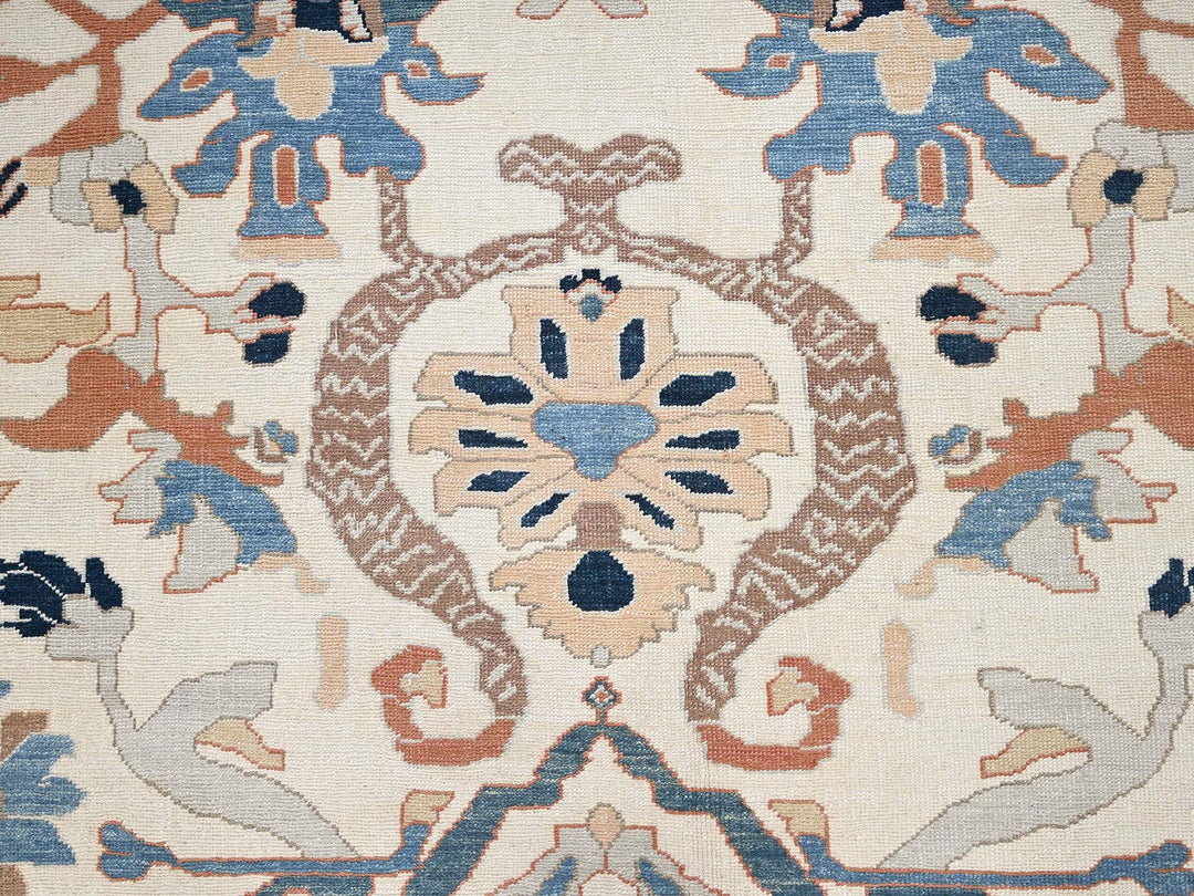 9'1" x 12'0" New Hand Knotted Ivory Wool Rectangle Oriental Rug - MOA1022089