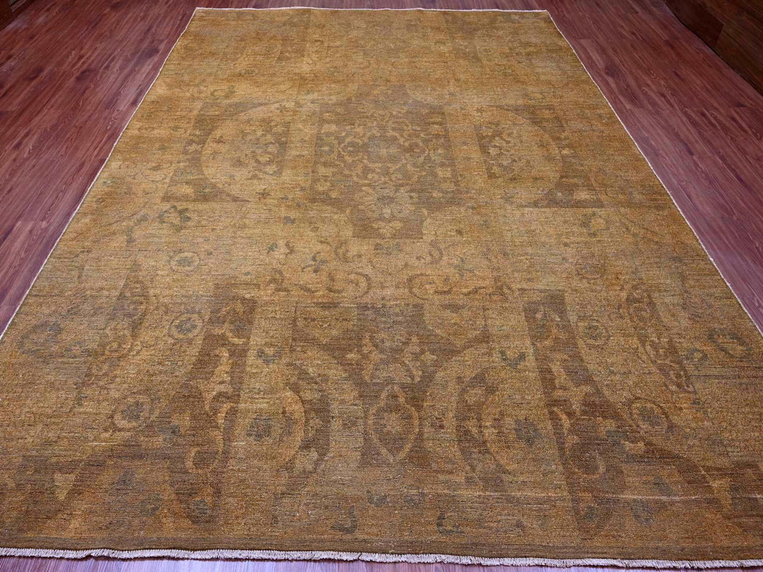 9'0" x 11'10" New Hand Knotted Brown Wool Rectangle Oriental Rug - MOA10220902