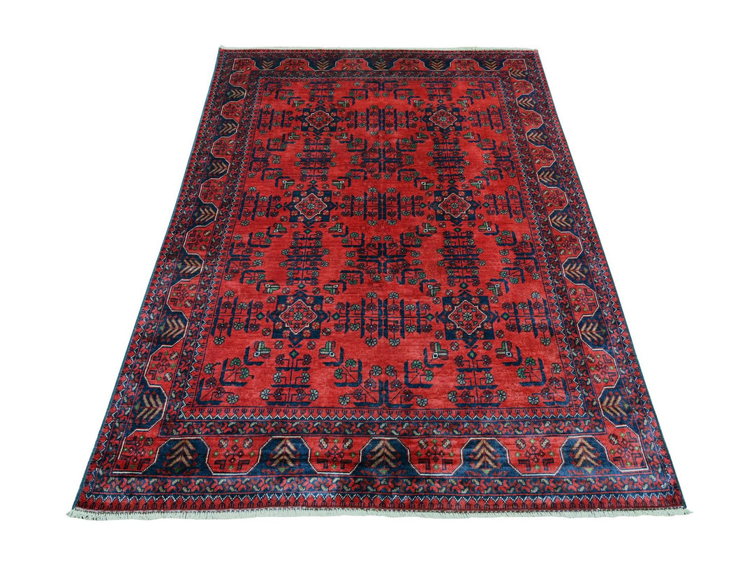 4'10" x 6'6" New Hand Knotted Red Wool Rectangle Oriental Rug - MOA10220905