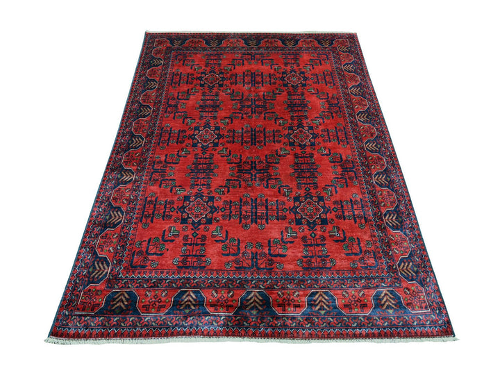 4'10" x 6'6" New Hand Knotted Red Wool Rectangle Oriental Rug - MOA10220905