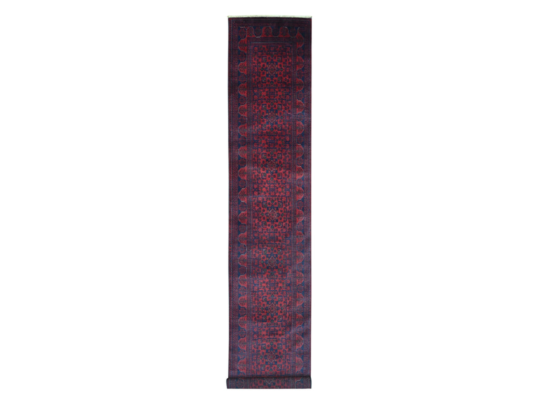 2'8" x 16'3" New Hand Knotted Red Wool Runner Oriental Rug - MOA10220911