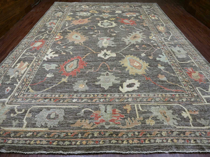 12'0" x 15'7" New Hand Knotted Grey Wool Rectangle Oriental Rug - MOA10220912