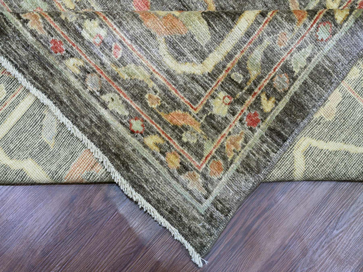12'0" x 15'7" New Hand Knotted Grey Wool Rectangle Oriental Rug - MOA10220912