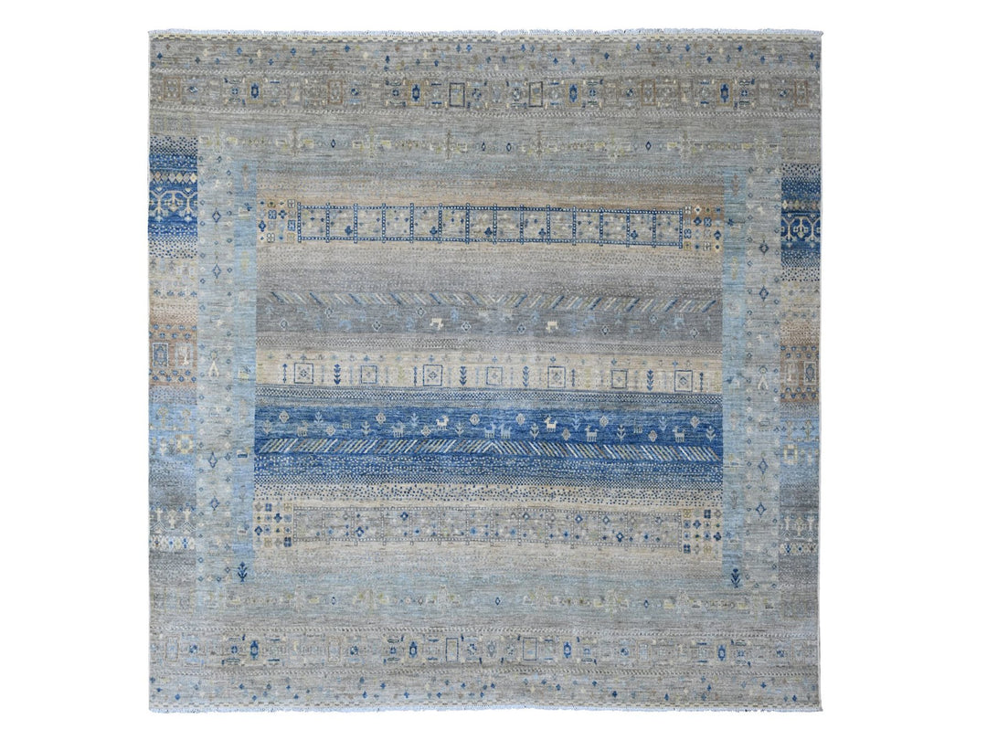 7'8" x 7'11" New Hand Knotted Grey Wool Square Oriental Rug - MOA10220915