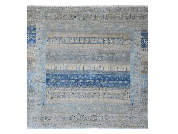 7'8" x 7'11" New Hand Knotted Grey Wool Square Oriental Rug - MOA10220915