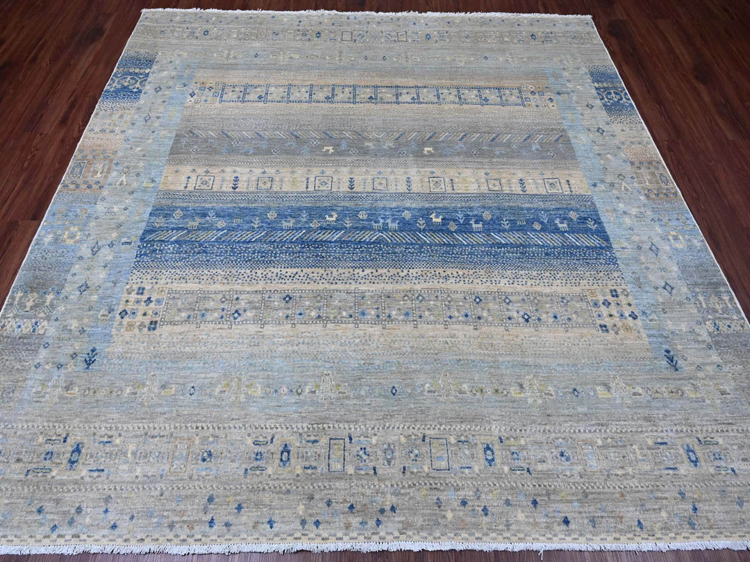 7'8" x 7'11" New Hand Knotted Grey Wool Square Oriental Rug - MOA10220915