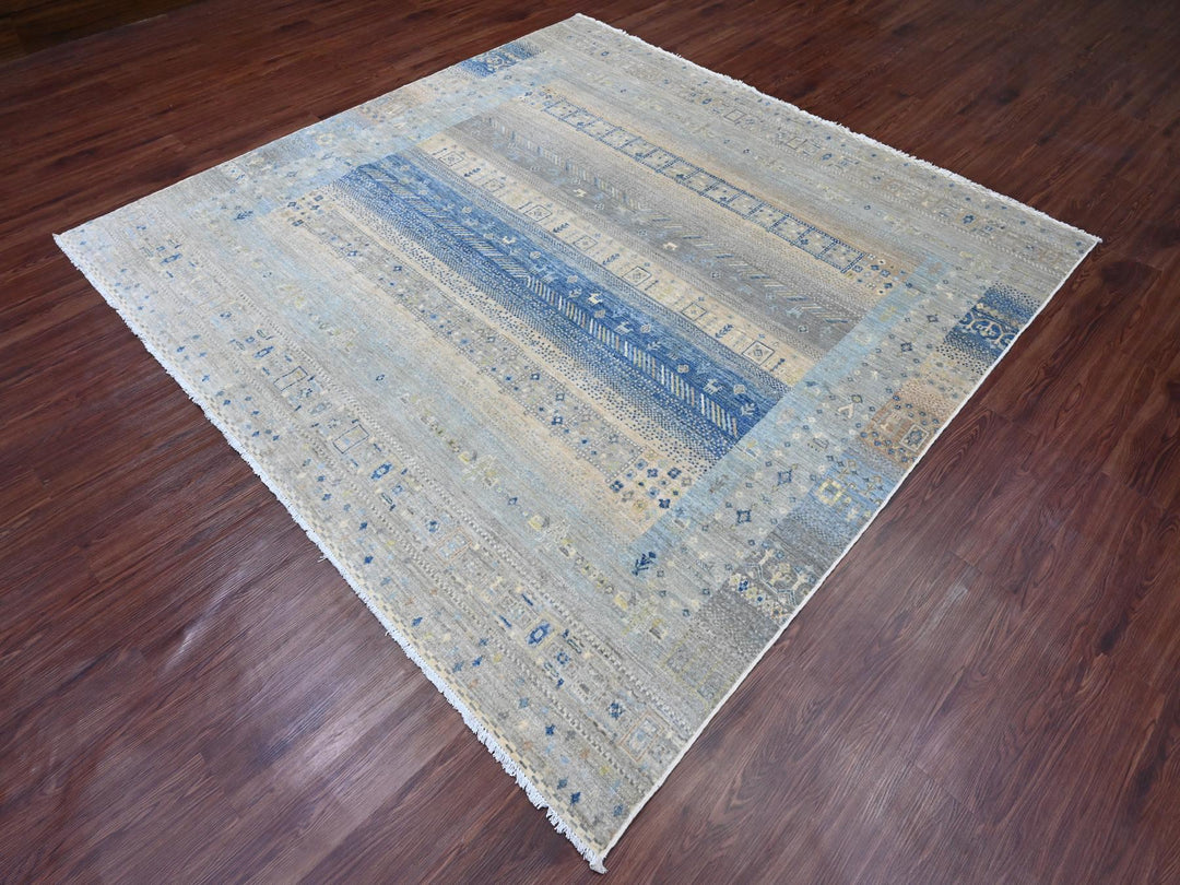 7'8" x 7'11" New Hand Knotted Grey Wool Square Oriental Rug - MOA10220915