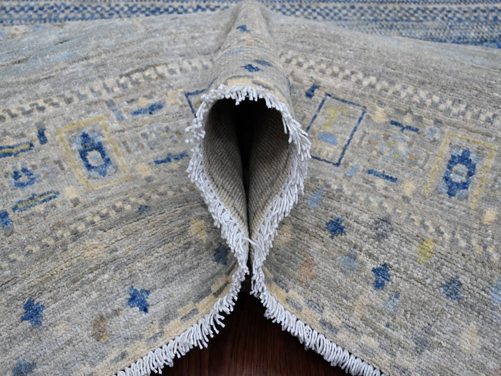 7'8" x 7'11" New Hand Knotted Grey Wool Square Oriental Rug - MOA10220915