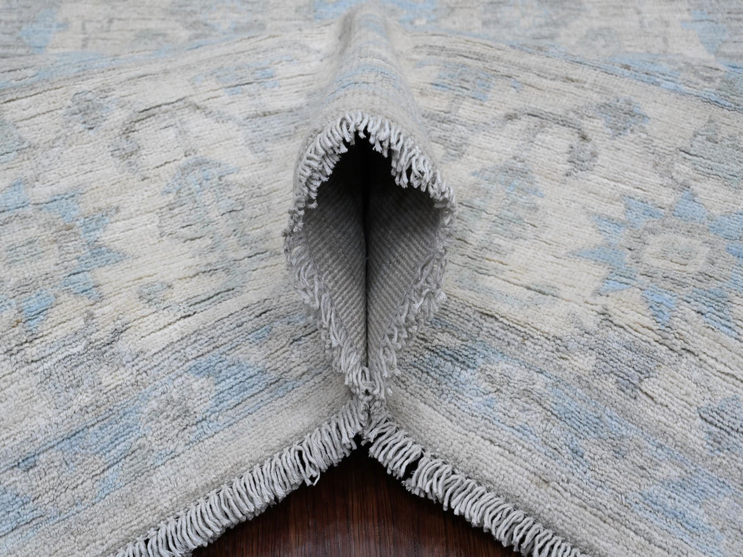 8'4" x 9'9" New Hand Knotted Grey Wool Rectangle Oriental Rug - MOA10220916