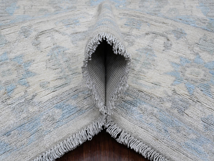 8'4" x 9'9" New Hand Knotted Grey Wool Rectangle Oriental Rug - MOA10220916