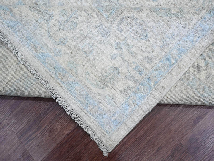 8'4" x 9'9" New Hand Knotted Grey Wool Rectangle Oriental Rug - MOA10220916