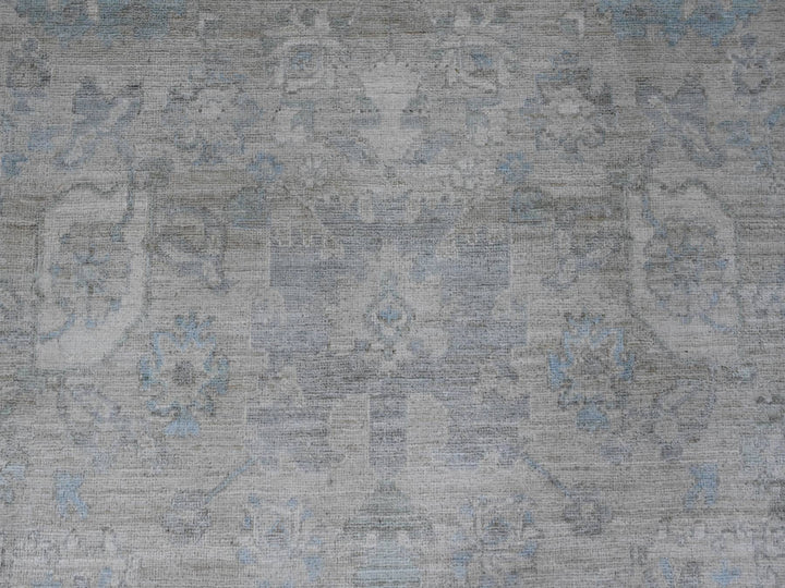 8'4" x 9'9" New Hand Knotted Grey Wool Rectangle Oriental Rug - MOA10220916