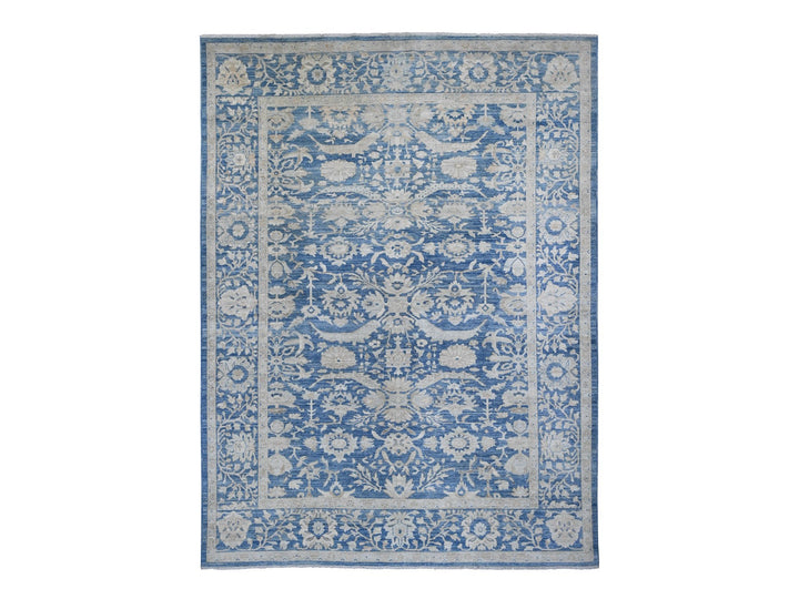 8'9" x 11'7" New Hand Knotted Blue Wool Rectangle Oriental Rug - MOA10220917