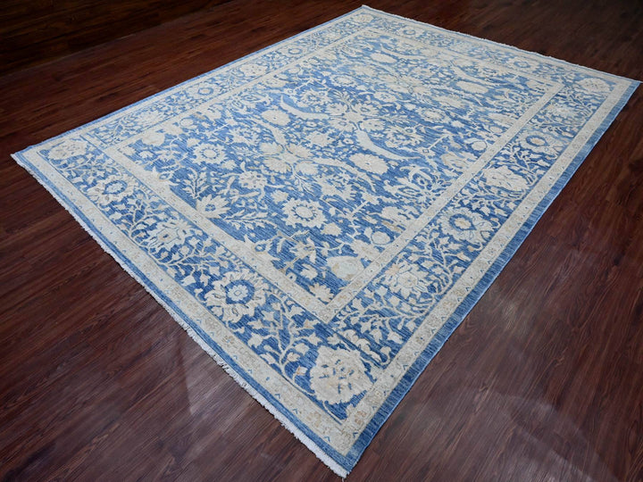 8'9" x 11'7" New Hand Knotted Blue Wool Rectangle Oriental Rug - MOA10220917