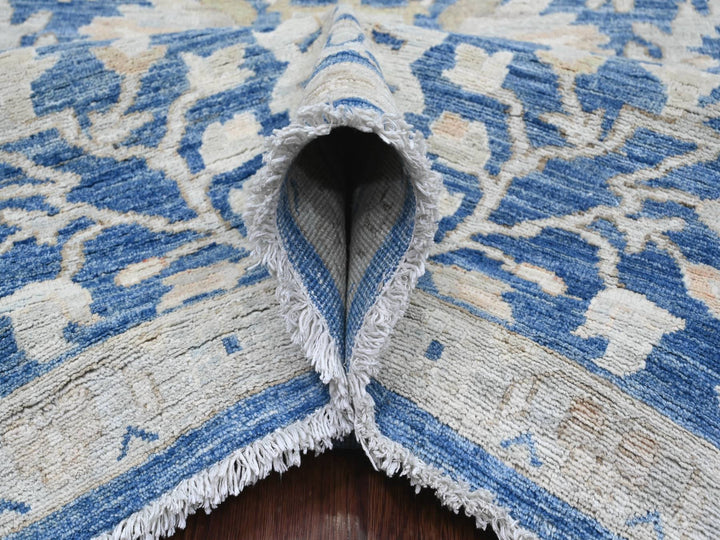8'9" x 11'7" New Hand Knotted Blue Wool Rectangle Oriental Rug - MOA10220917