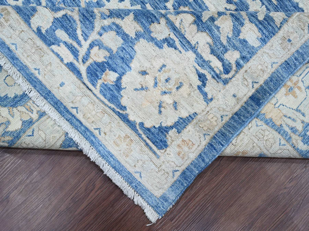 8'9" x 11'7" New Hand Knotted Blue Wool Rectangle Oriental Rug - MOA10220917