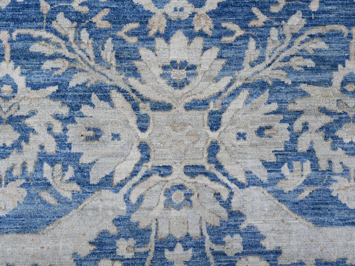 8'9" x 11'7" New Hand Knotted Blue Wool Rectangle Oriental Rug - MOA10220917