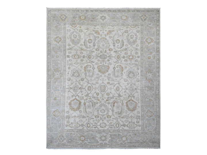 8'11" x 11'0" New Hand Knotted Ivory Wool Rectangle Oriental Rug - MOA10220918
