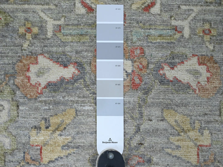 2'7" x 12'3" New Hand Knotted Grey Wool Runner Oriental Rug - MOA10220920