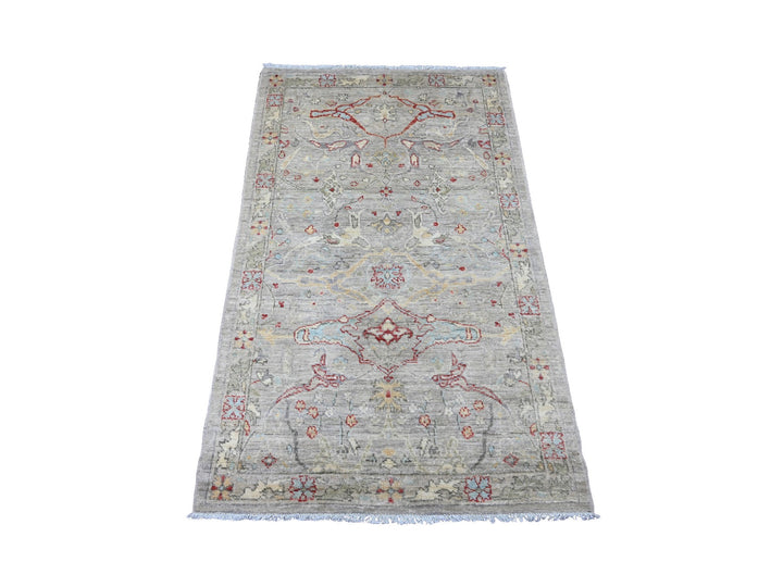 3'0" x 5'1" New Hand Knotted Grey Wool Rectangle Oriental Rug - MOA10220923