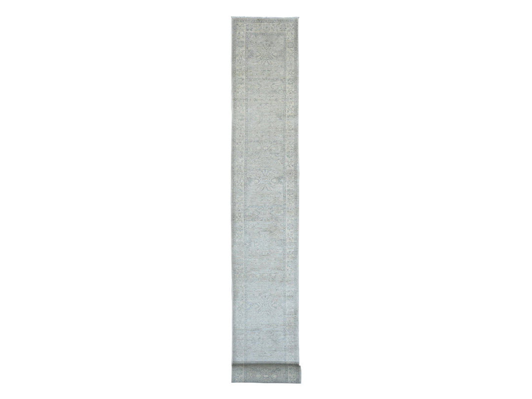 2'3" x 29'4" New Hand Knotted Grey Wool Runner Oriental Rug - MOA10220926