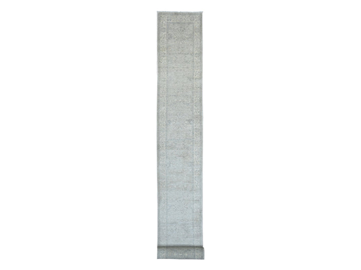 2'3" x 29'4" New Hand Knotted Grey Wool Runner Oriental Rug - MOA10220926