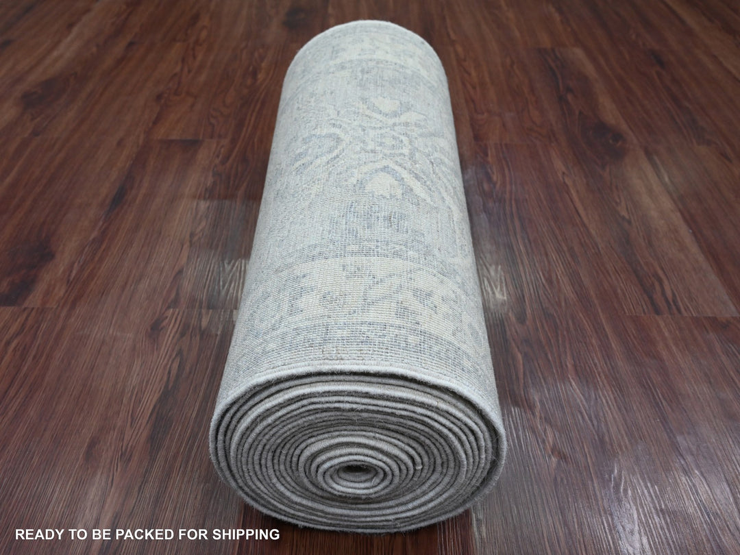2'3" x 29'4" New Hand Knotted Grey Wool Runner Oriental Rug - MOA10220926