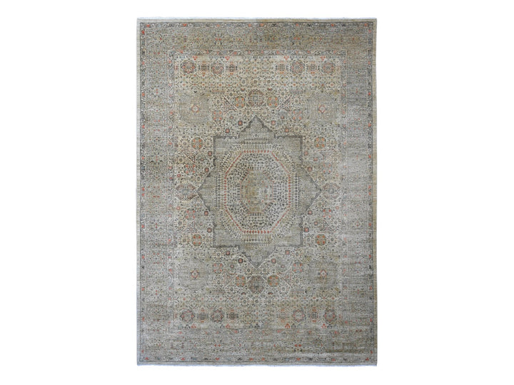9'8" x 13'9" New Hand Knotted Grey Wool Rectangle Oriental Rug - MOA10220927