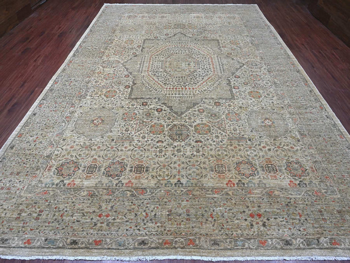 9'8" x 13'9" New Hand Knotted Grey Wool Rectangle Oriental Rug - MOA10220927