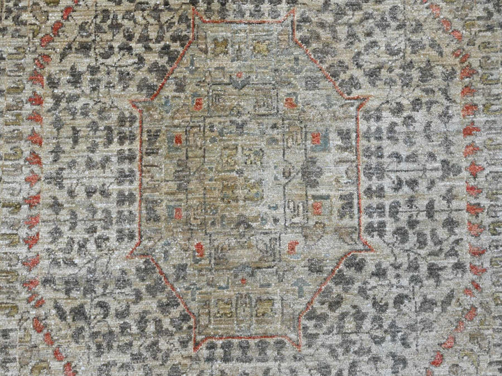 9'8" x 13'9" New Hand Knotted Grey Wool Rectangle Oriental Rug - MOA10220927